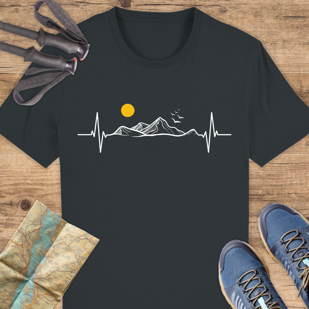 Unisex Bio T-Shirt Herzschlag Berge