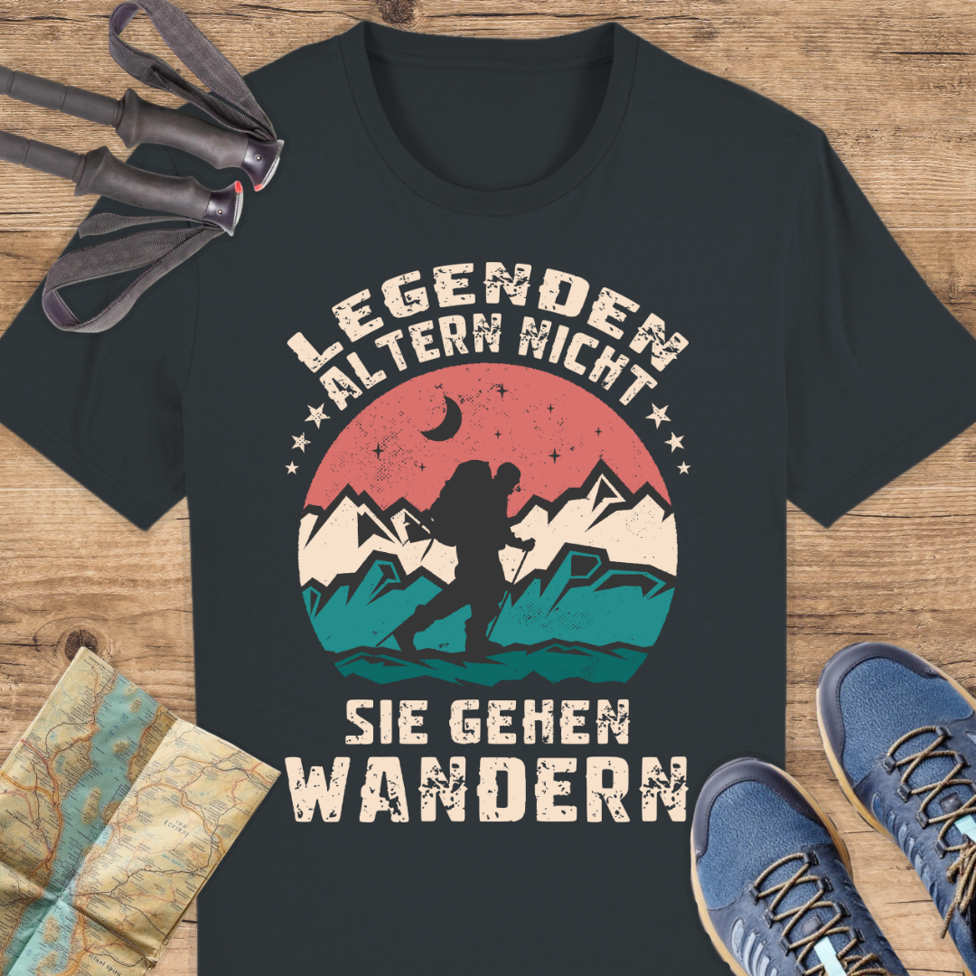 Unisex Bio T-Shirt Legenden altern nicht sie gehen wandern
