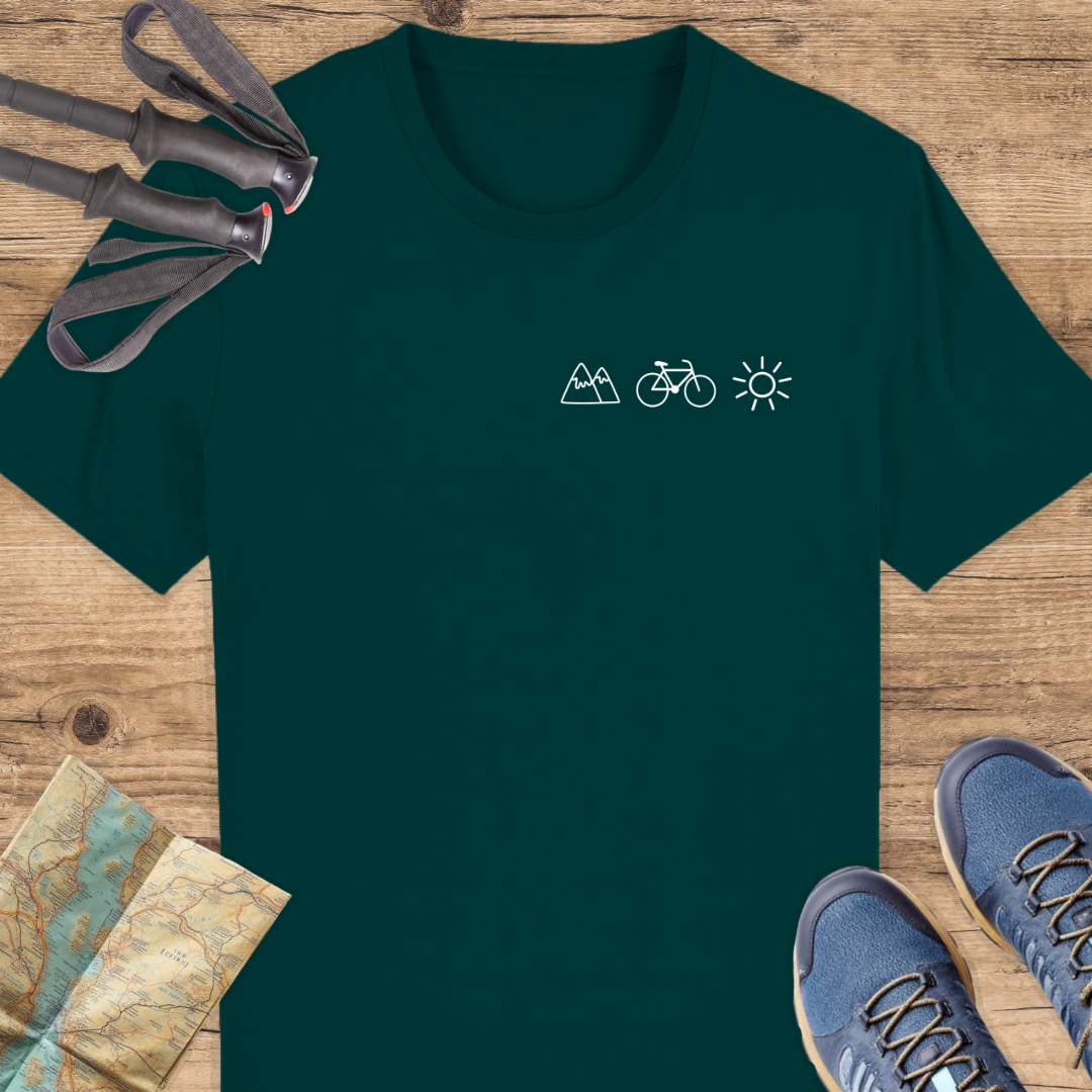 Unisex Bio T-Shirt Berge Rad Sonne