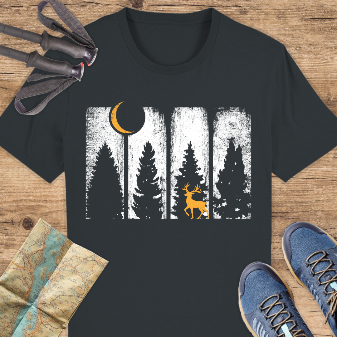 Unisex Bio T-Shirt Wald und Rothirsch