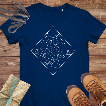 Damen Medium Fit Bio T-Shirt Line art Berg