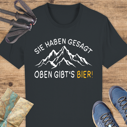 Unisex Bio T-Shirt Oben gibts Bier