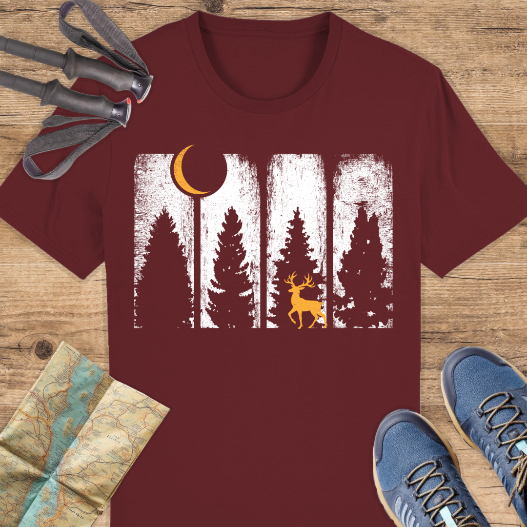 Unisex Bio T-Shirt Wald und Rothirsch