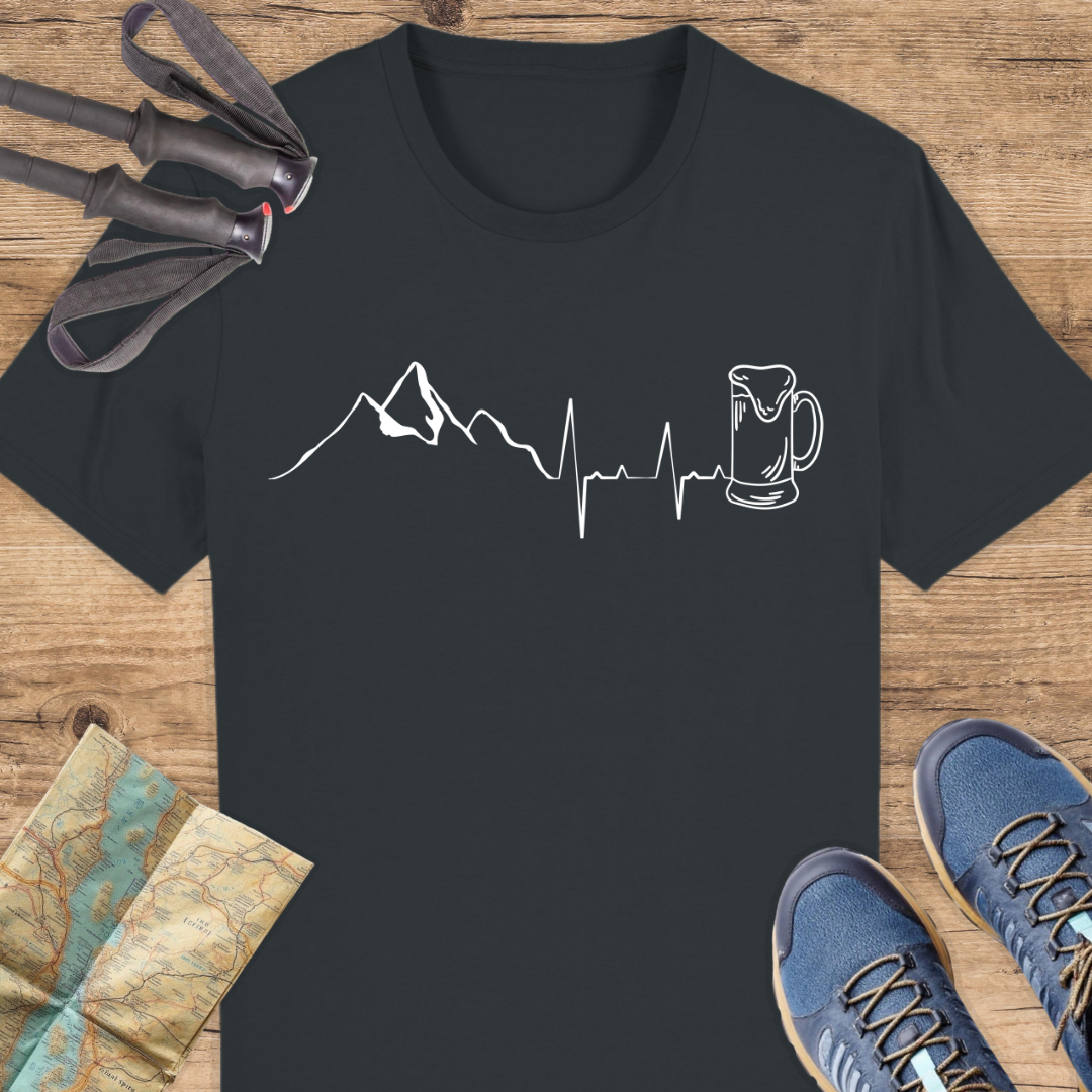 Unisex Bio T-Shirt Bier Berg Herzschlag