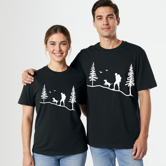Unisex Bio T-Shirt Hund und wanderer