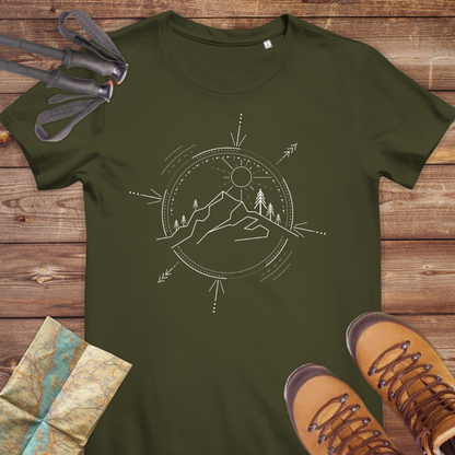 Damen Medium Fit Bio T-Shirt Kompass Line Art
