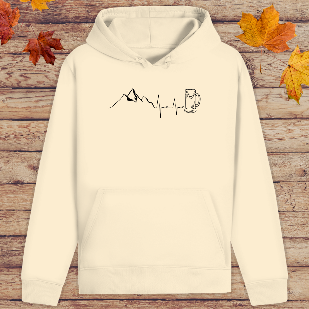 Hoodie Unisex Bier Berg Herzschlag