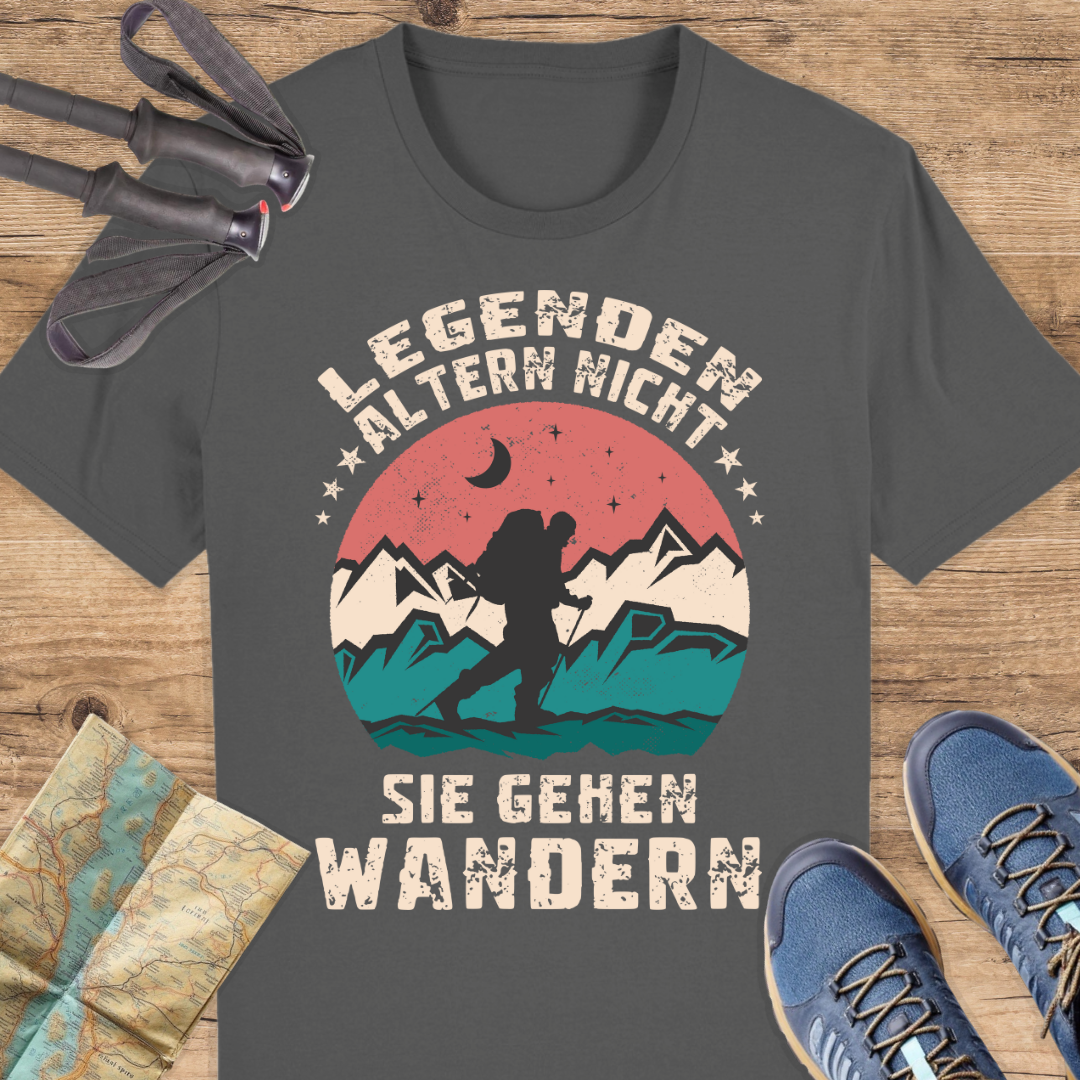 Unisex Bio T-Shirt Legenden altern nicht sie gehen wandern