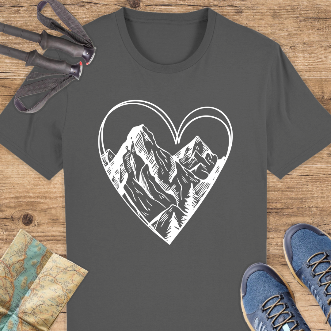 Unisex Bio T-Shirt Herz Berge