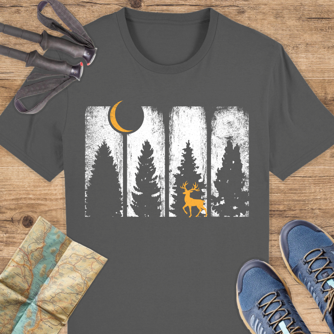 Unisex Bio T-Shirt Wald und Rothirsch