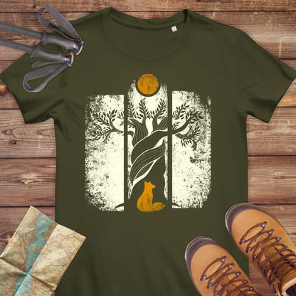 Damen Medium Fit Bio T-Shirt Fuchs Baum