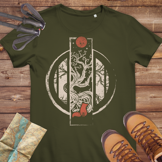 Damen Medium Fit Bio T-Shirt Fuchs Baum