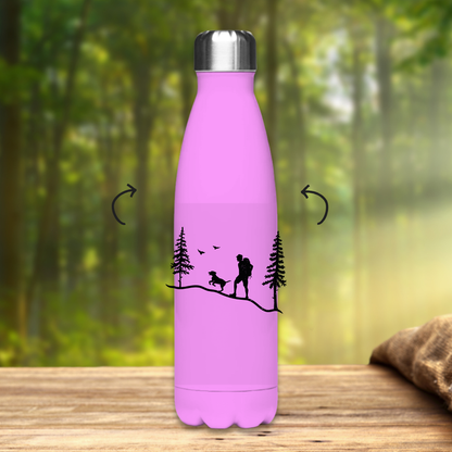 Edelstahl-Thermoflasche Hund und Wanderer