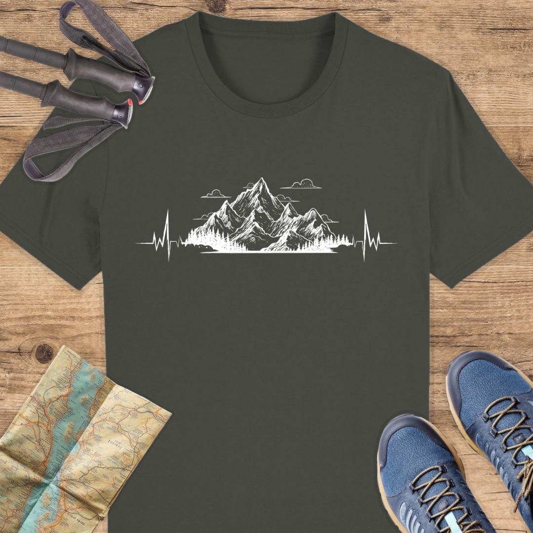 Unisex Bio T-Shirt Herzschlag Berge