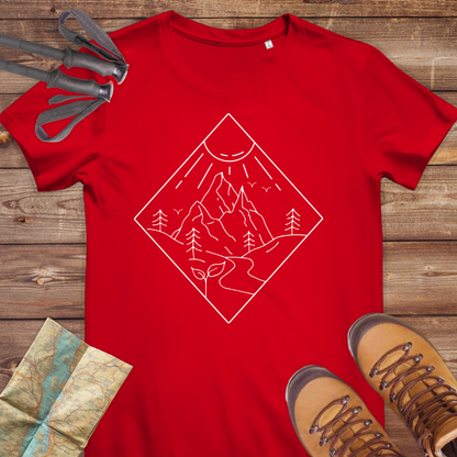 Damen Medium Fit Bio T-Shirt Line art Berg