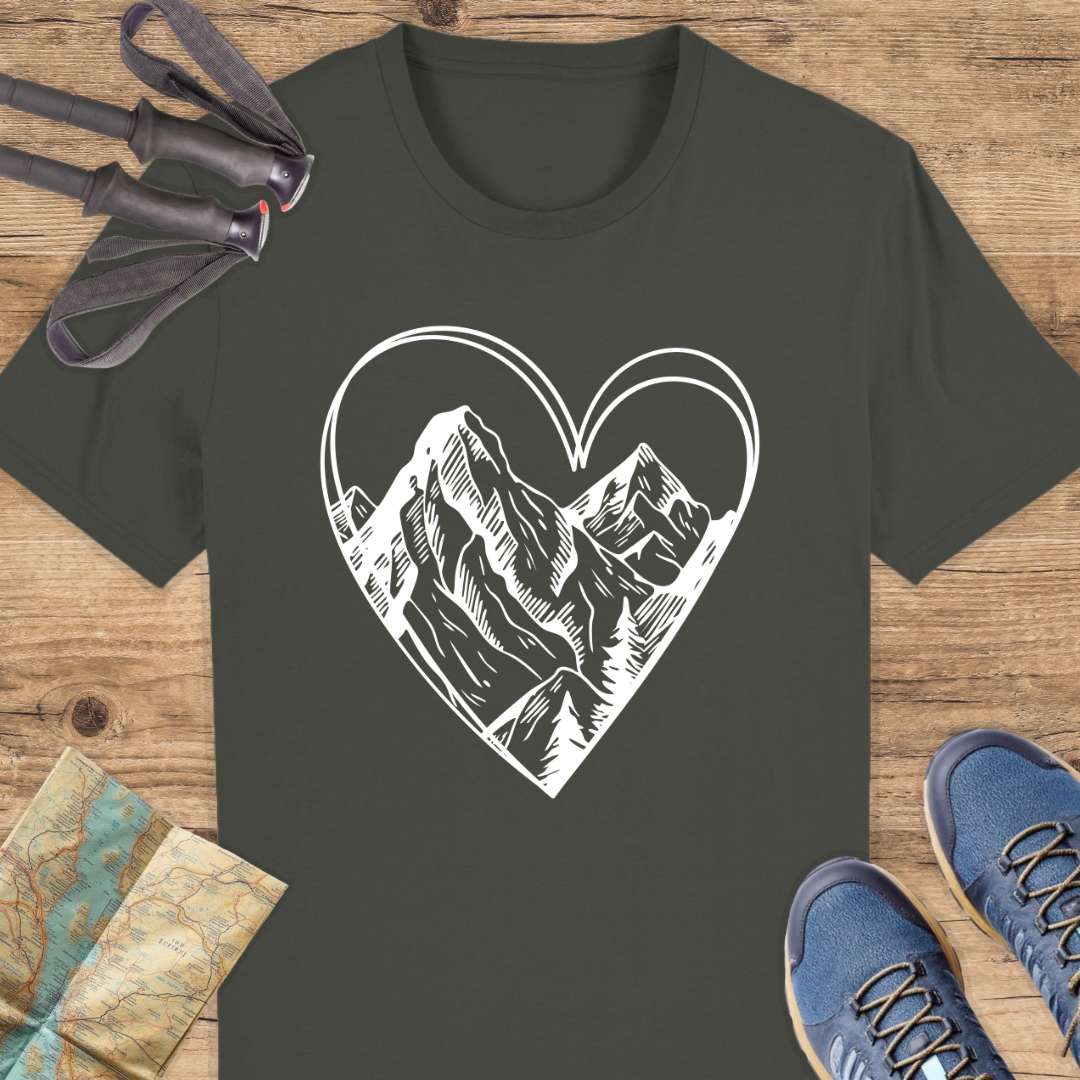 Unisex Bio T-Shirt Herz Berge