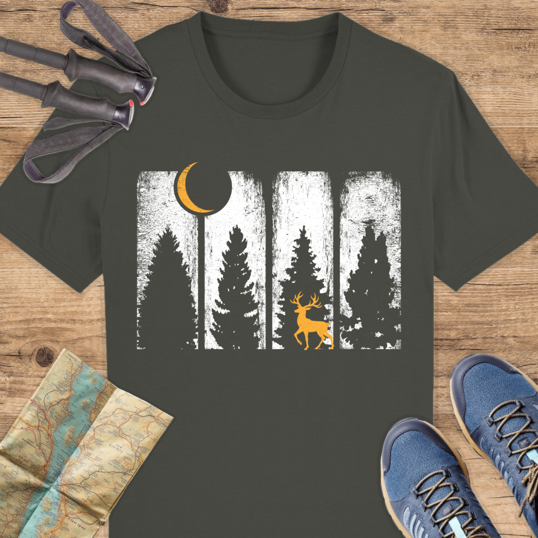 Unisex Bio T-Shirt Wald und Rothirsch