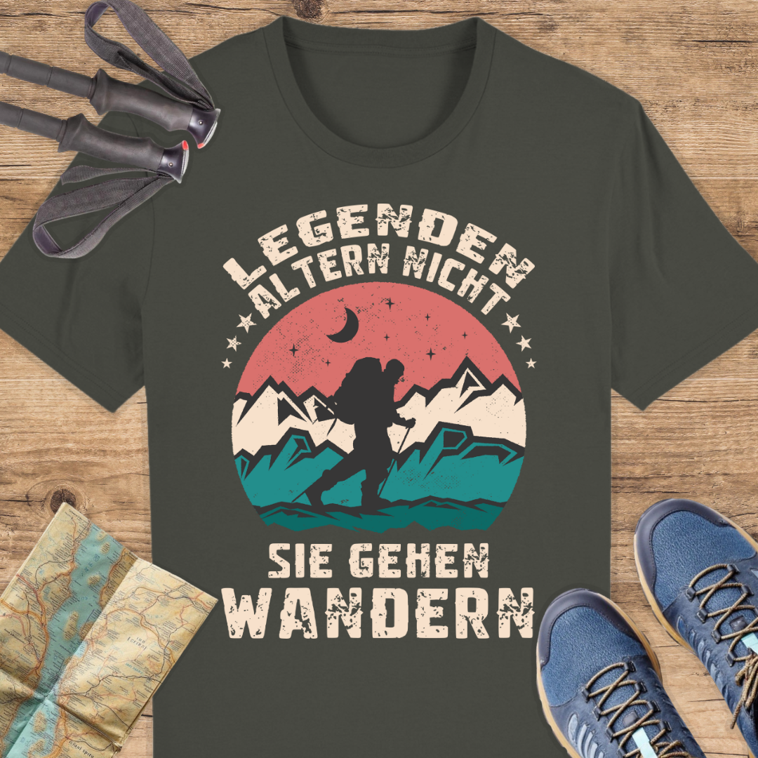 Unisex Bio T-Shirt Legenden altern nicht sie gehen wandern