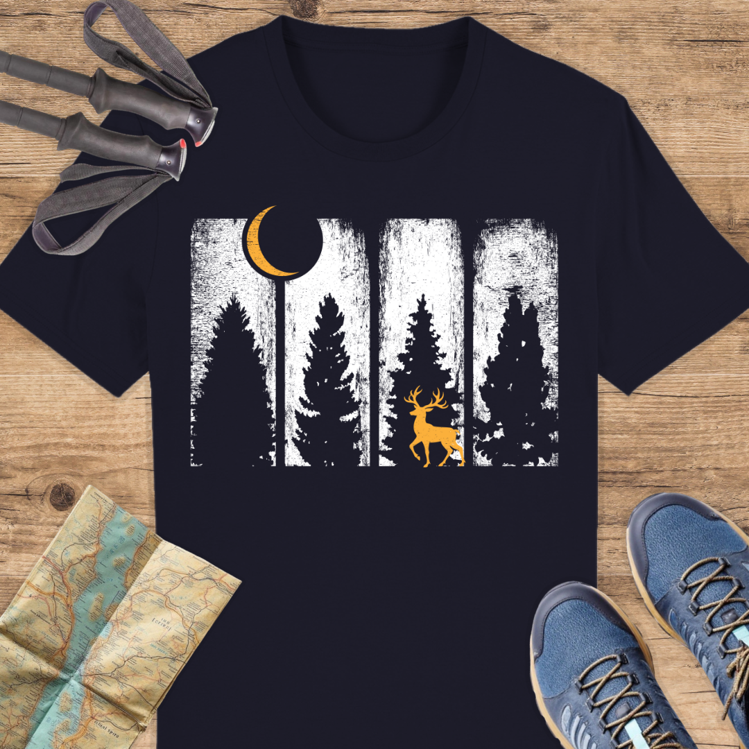 Unisex Bio T-Shirt Wald und Rothirsch