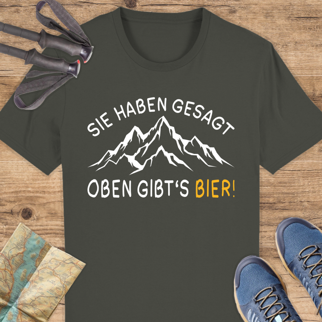 Unisex Bio T-Shirt Oben gibts Bier