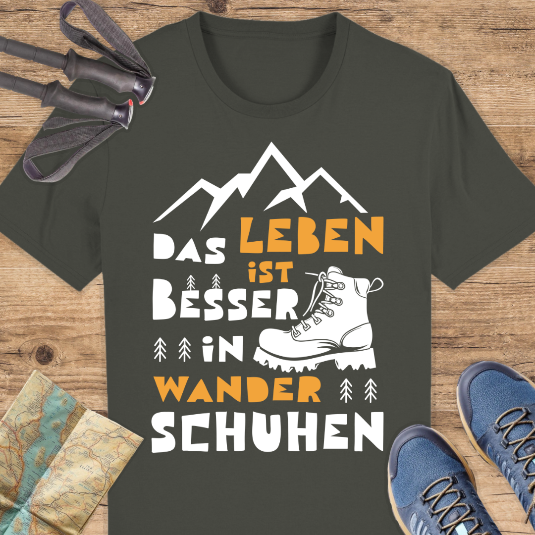 Unisex Bio T-Shirt Leben in Wanderschuhen