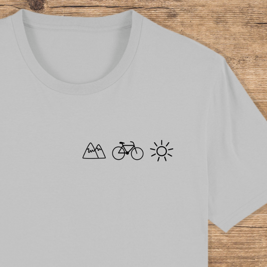 Unisex Bio T-Shirt Berge Rad Sonne