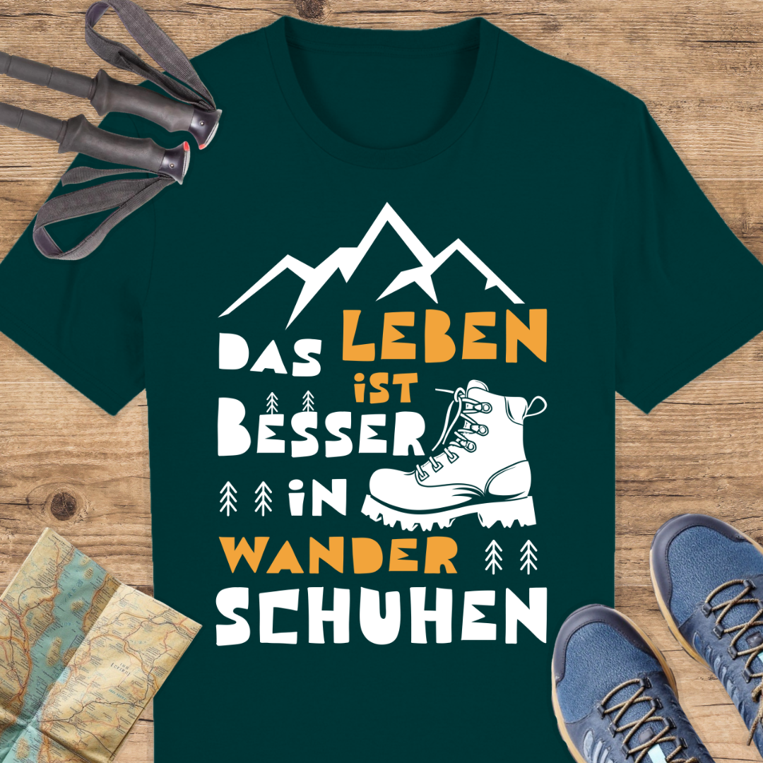 Unisex Bio T-Shirt Leben in Wanderschuhen