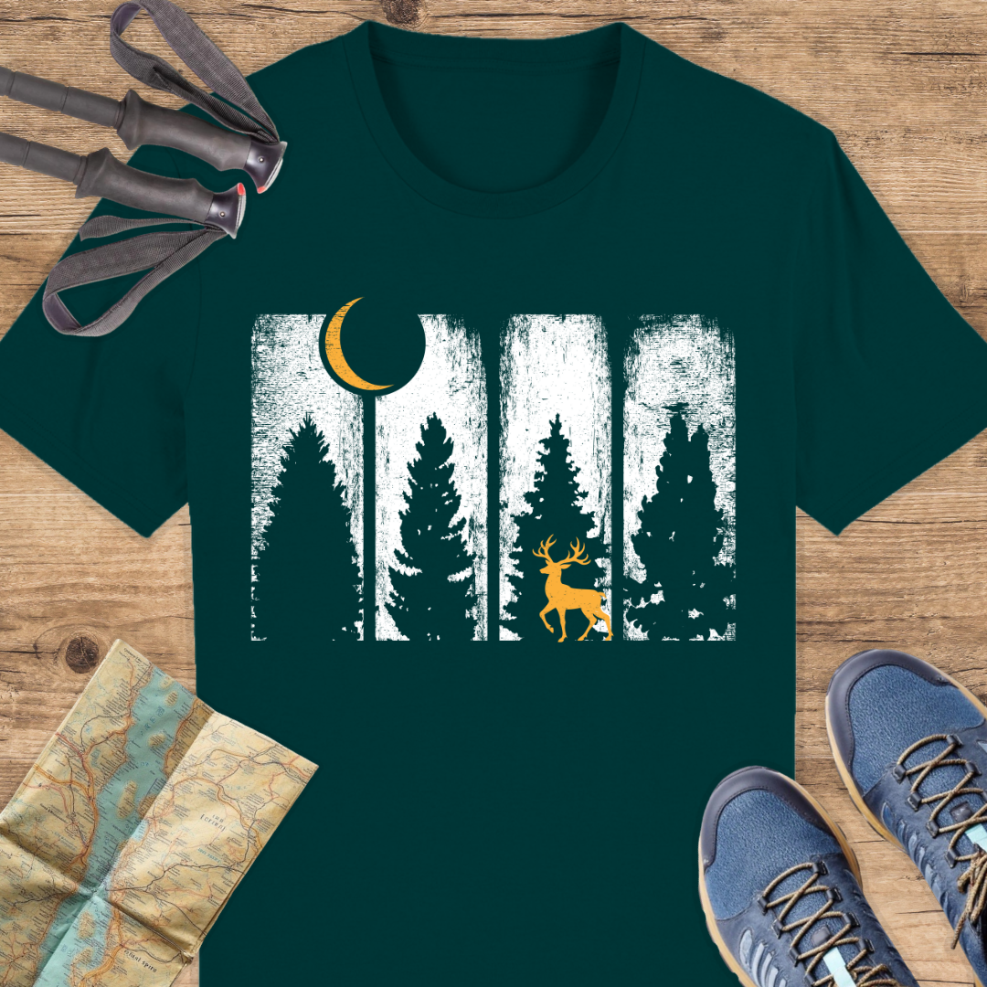 Unisex Bio T-Shirt Wald und Rothirsch