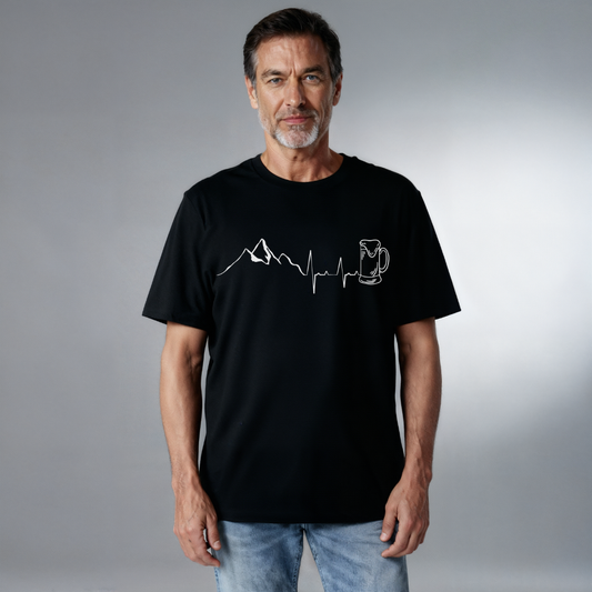 Unisex Bio T-Shirt Bier Berg Herzschlag