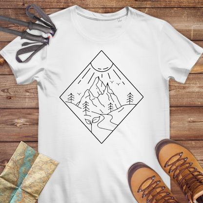 Damen Medium Fit Bio T-Shirt Line art Berg