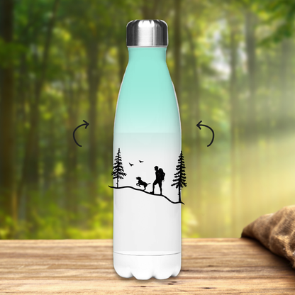 Edelstahl-Thermoflasche Hund und Wanderer