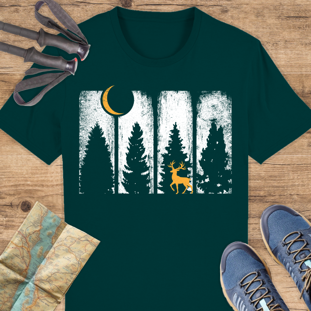Unisex Bio T-Shirt Wald und Rothirsch