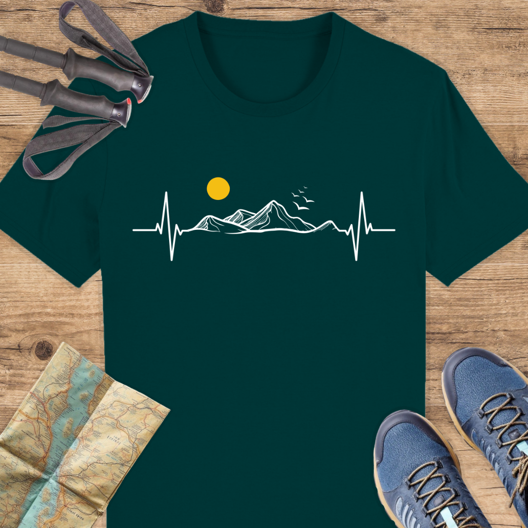 Unisex Bio T-Shirt Herzschlag Berge