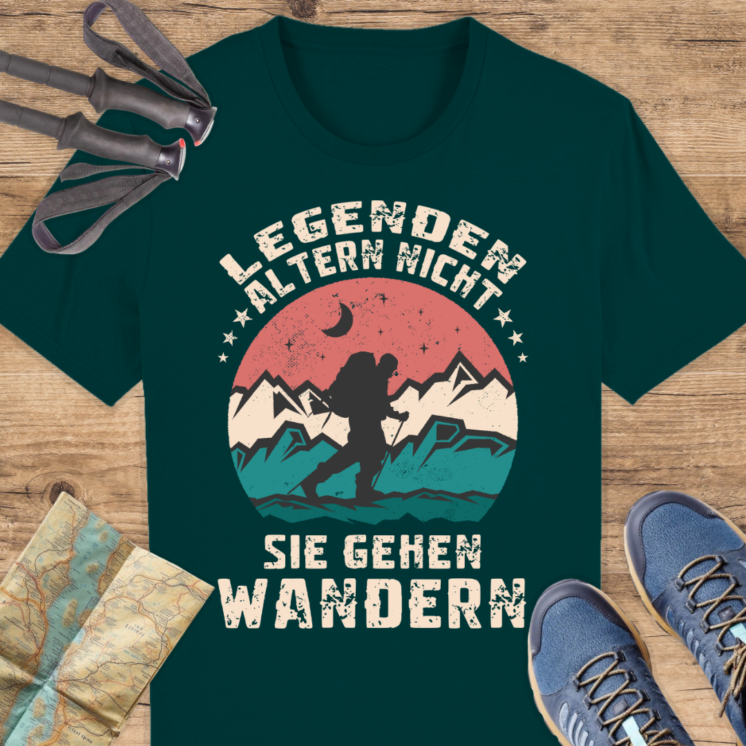 Unisex Bio T-Shirt Legenden altern nicht sie gehen wandern