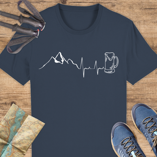 Unisex Bio T-Shirt Bier Berg Herzschlag