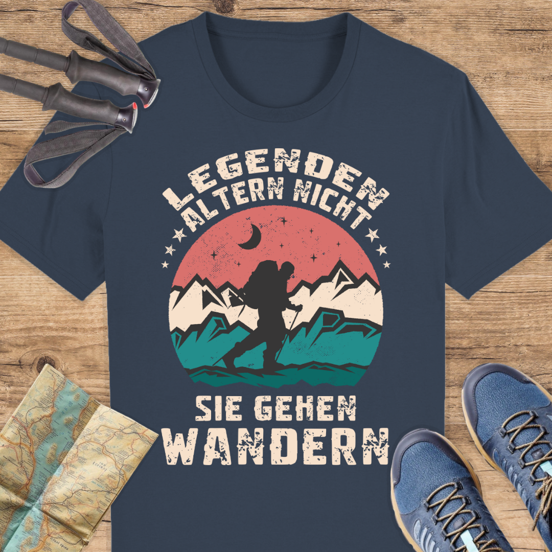 Unisex Bio T-Shirt Legenden altern nicht sie gehen wandern