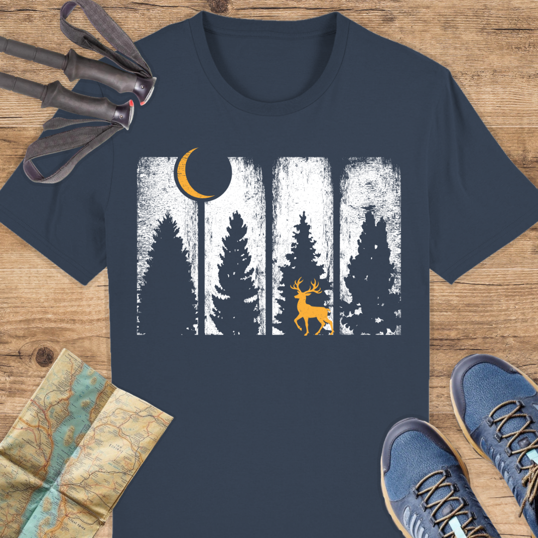 Unisex Bio T-Shirt Wald und Rothirsch