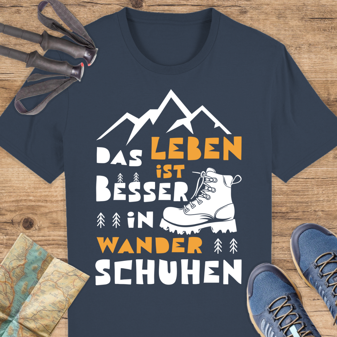 Unisex Bio T-Shirt Leben in Wanderschuhen