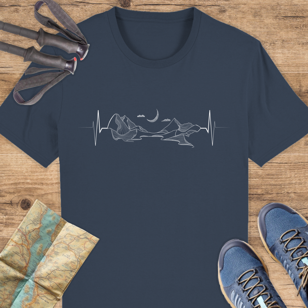 Unisex Bio T-Shirt Berge Mond Herzschlag
