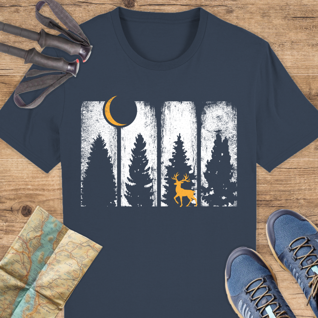 Unisex Bio T-Shirt Wald und Rothirsch