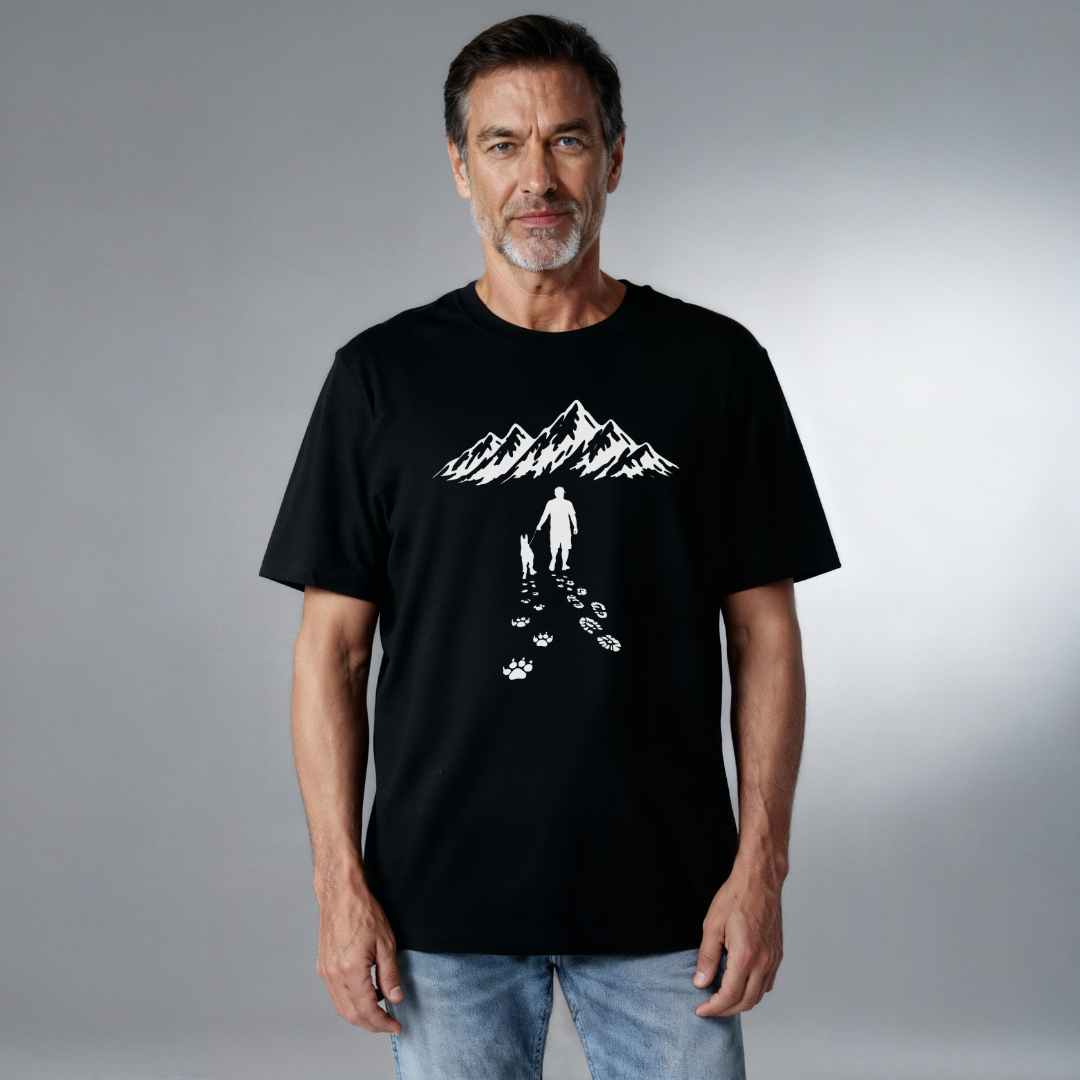 Unisex Bio T-Shirt Hund und Wanderer